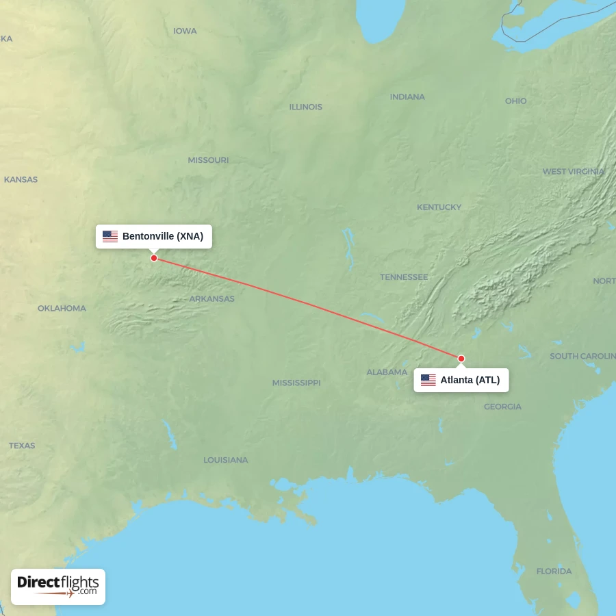 ATL - XNA route map