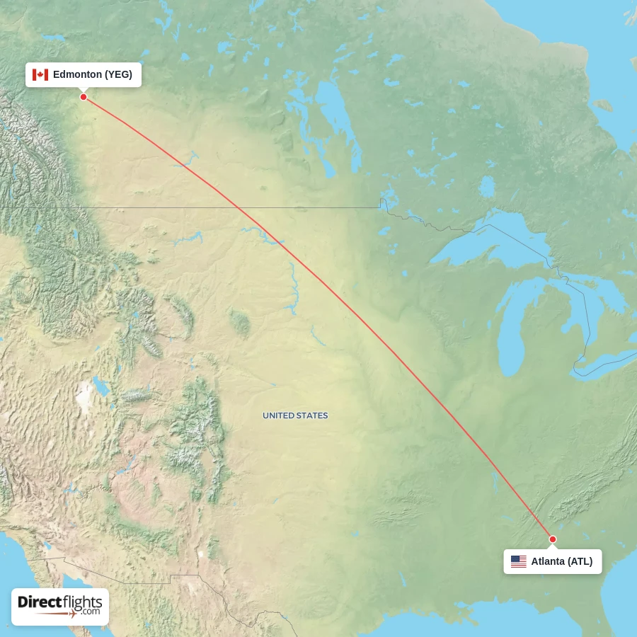 ATL - YEG route map