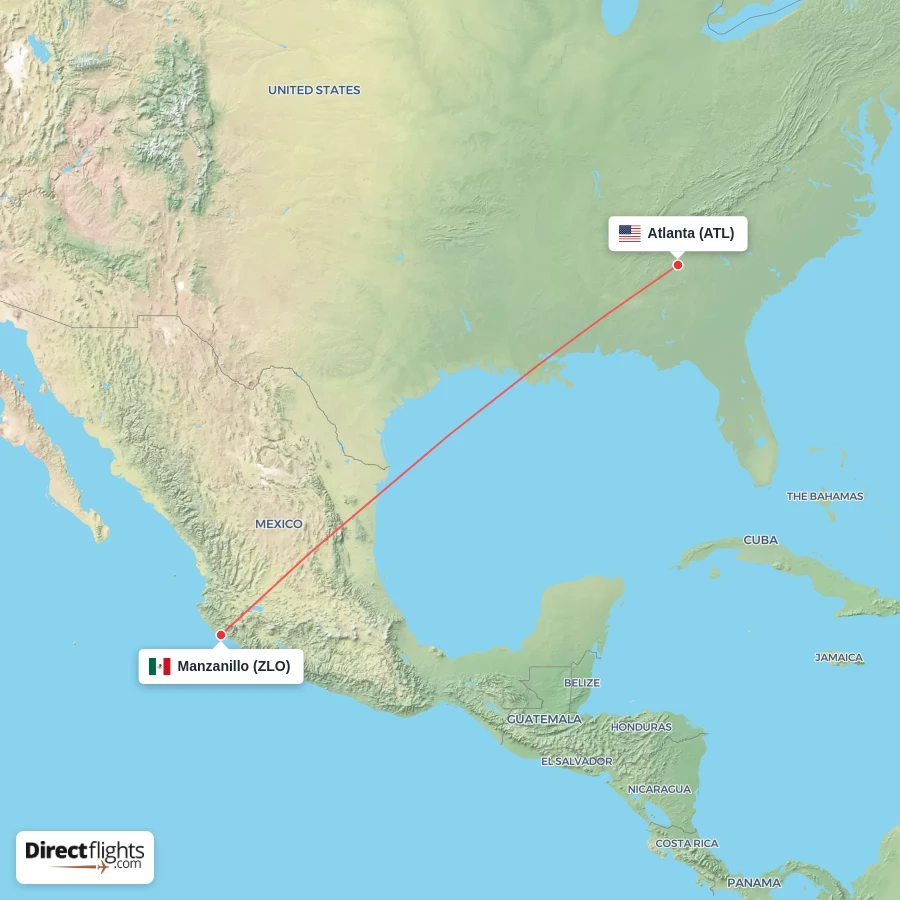 ATL - ZLO route map