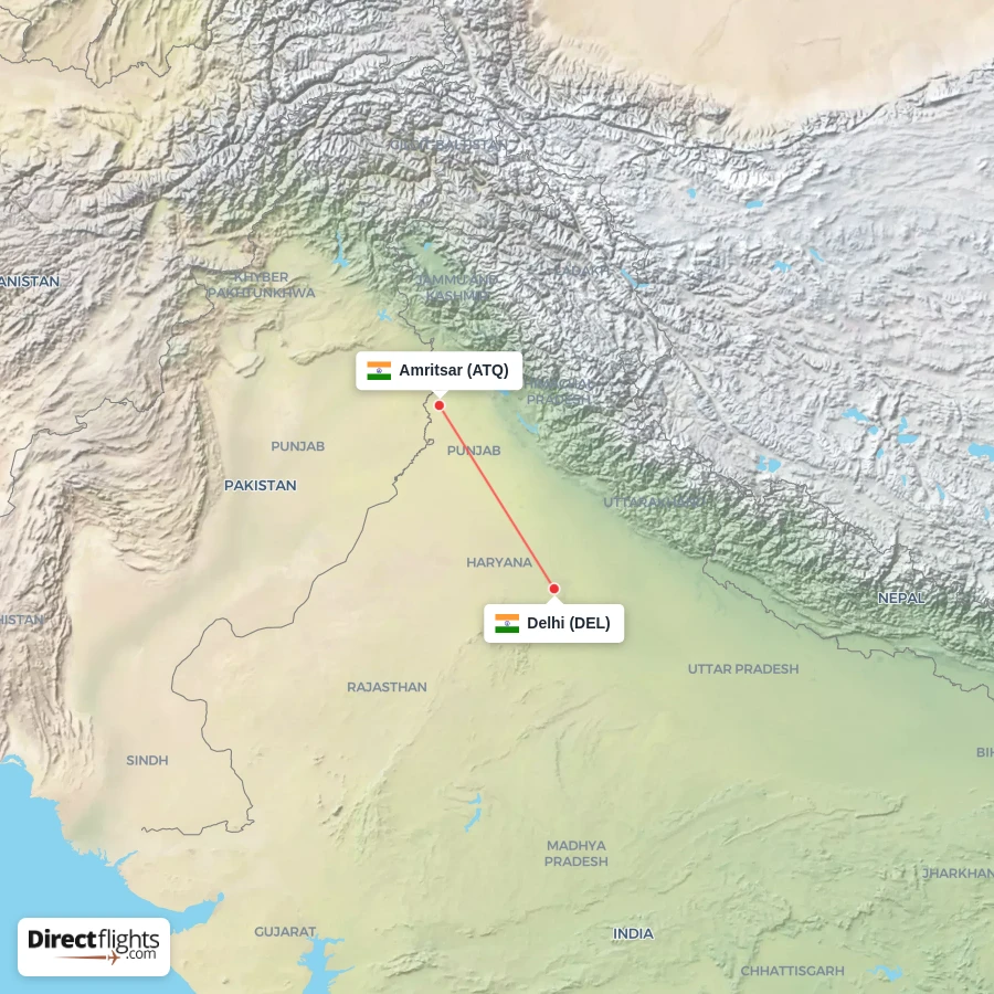 ATQ - DEL route map