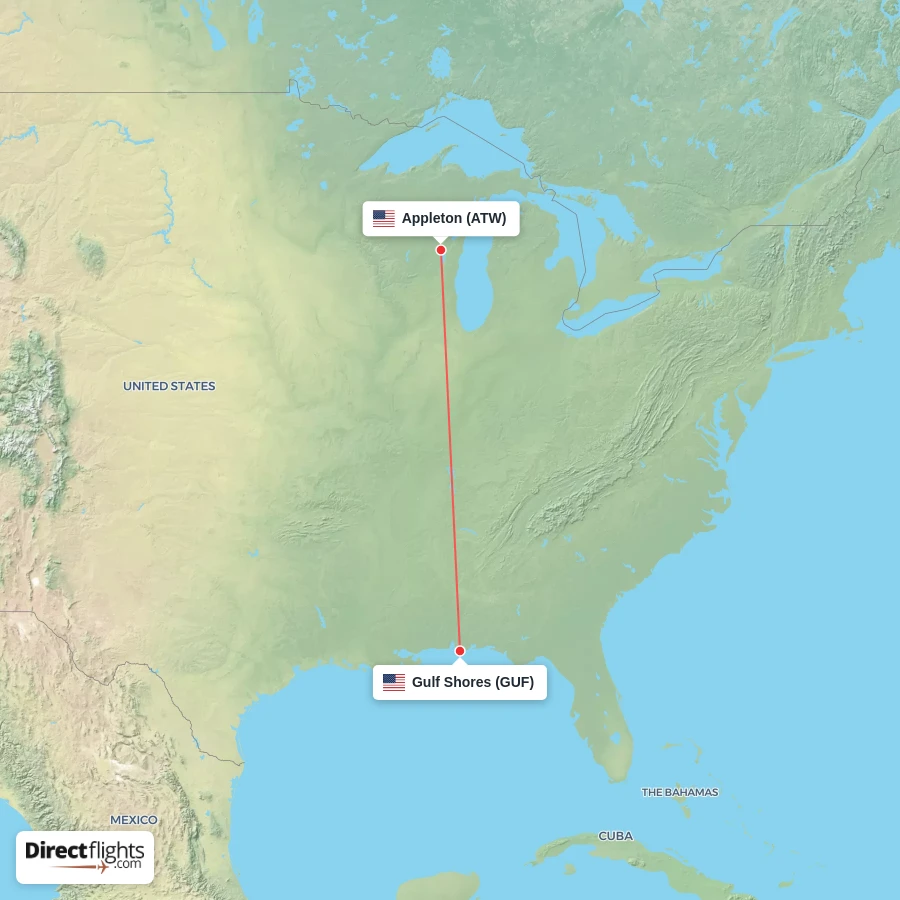 ATW - GUF route map