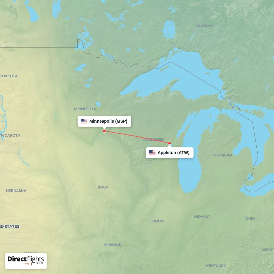 ATW - MSP route map
