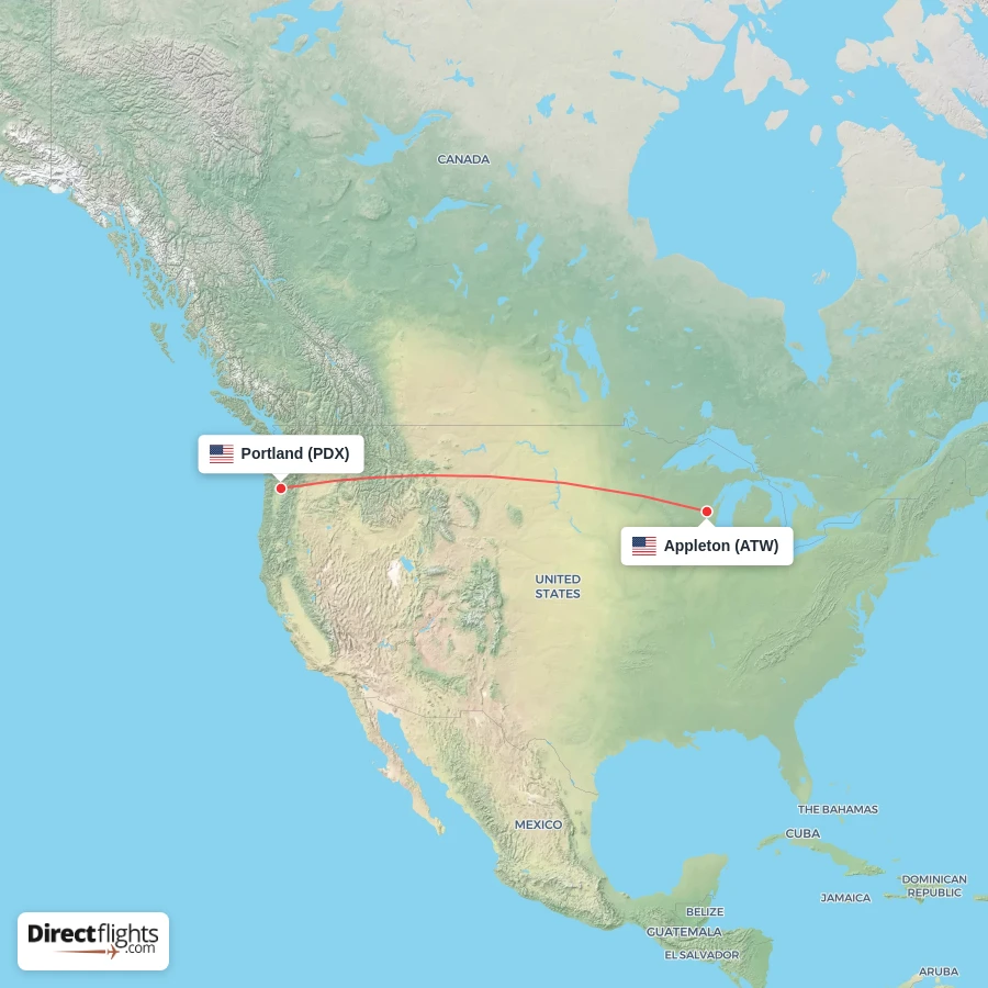 ATW - PDX route map