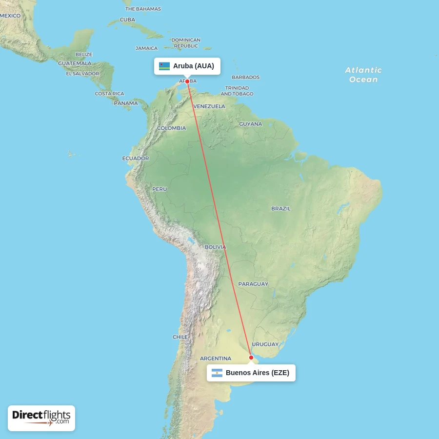 AUA - EZE route map