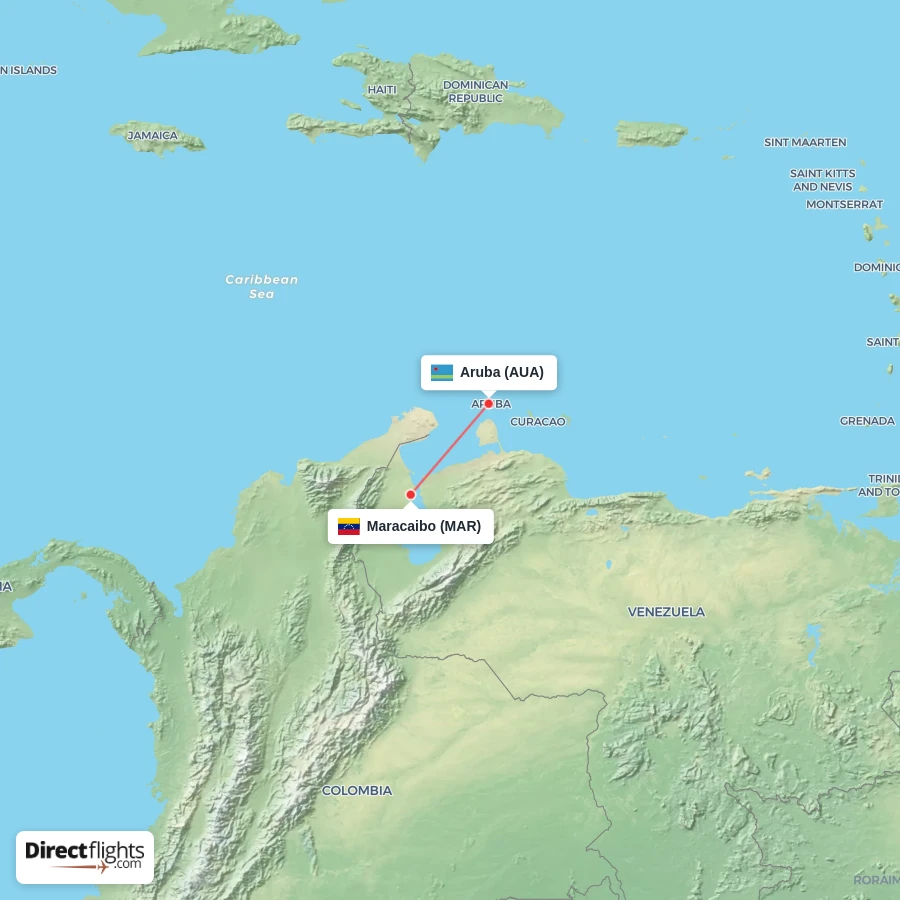 AUA - MAR route map