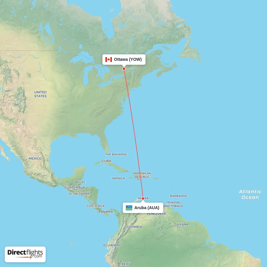 AUA - YOW route map