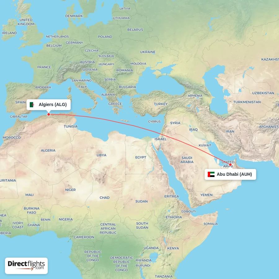 AUH - ALG route map