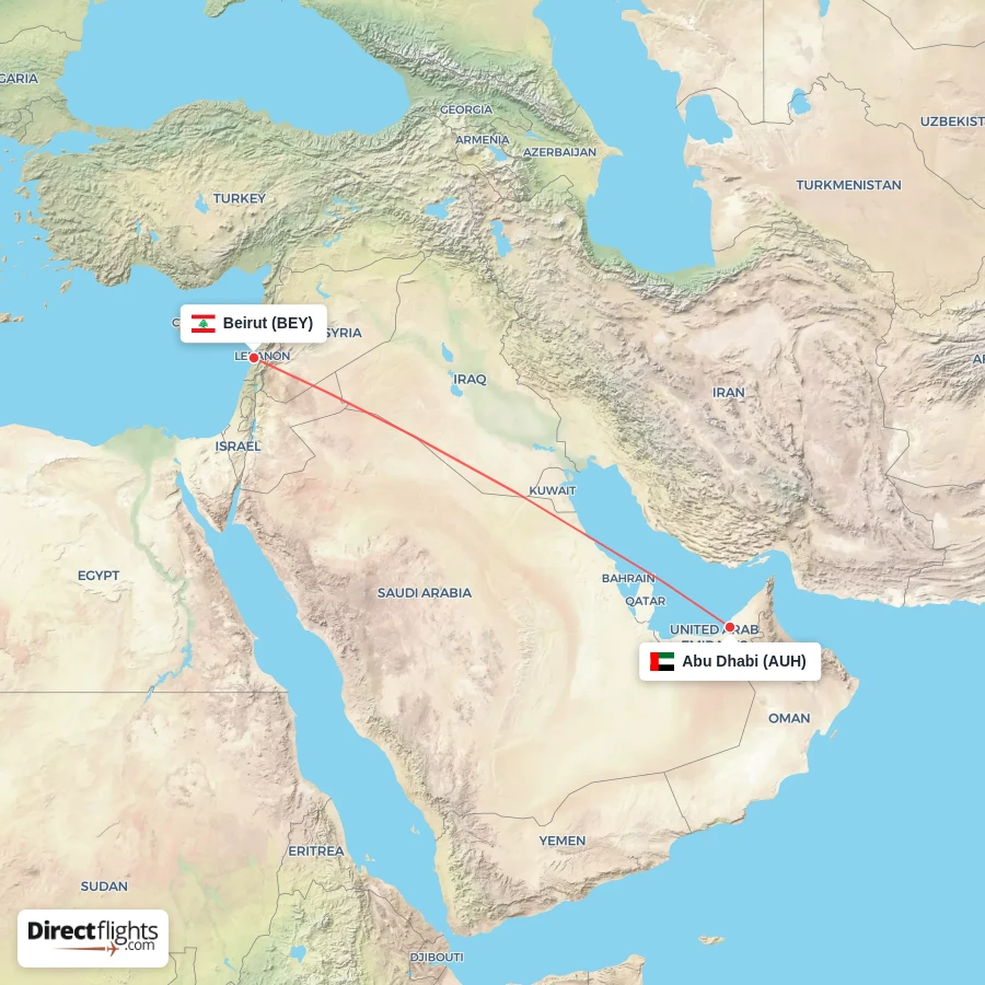 AUH - BEY route map