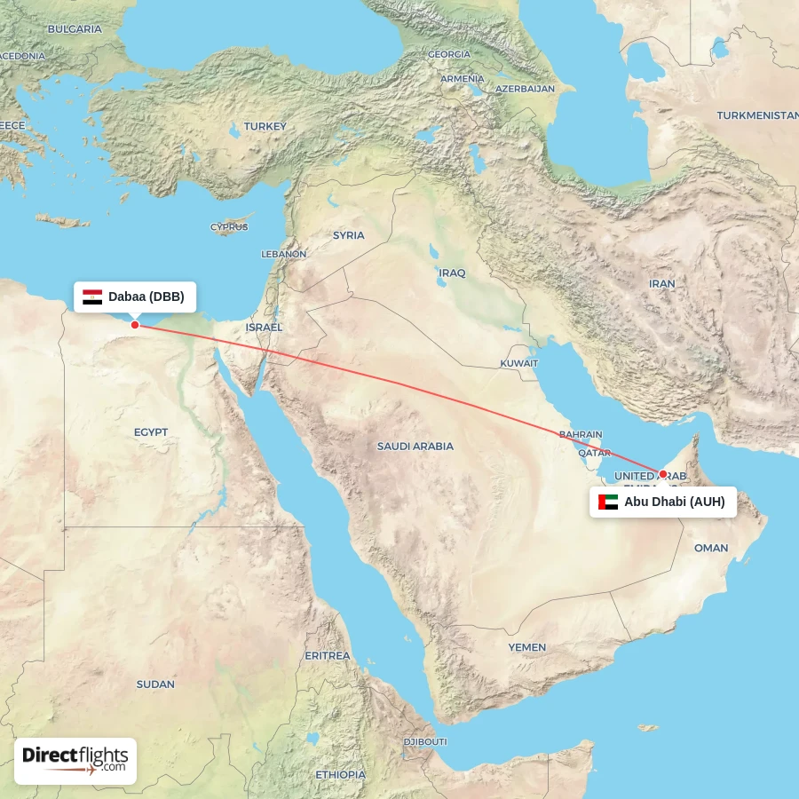 AUH - DBB route map
