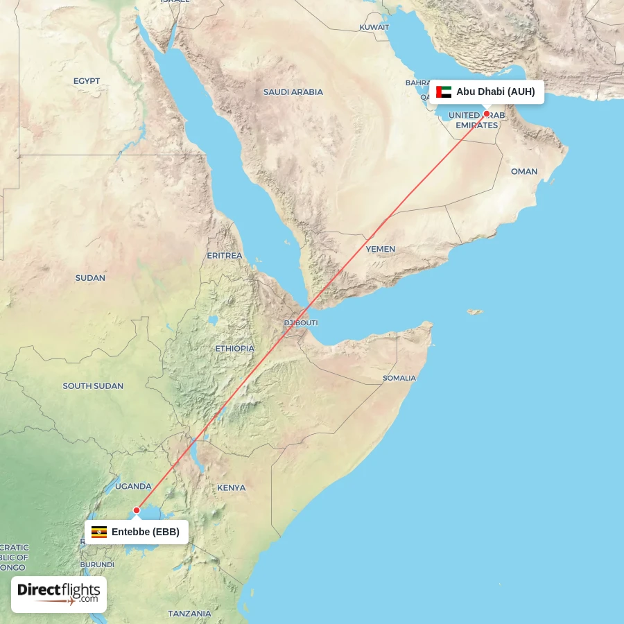 AUH - EBB route map