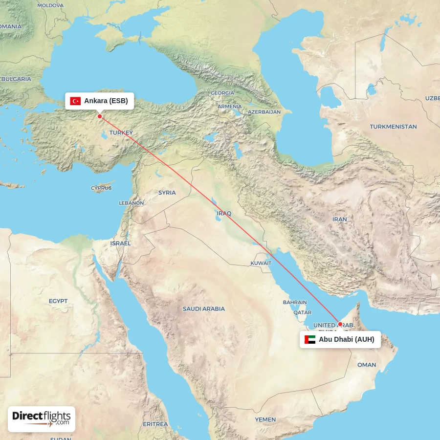 AUH - ESB route map