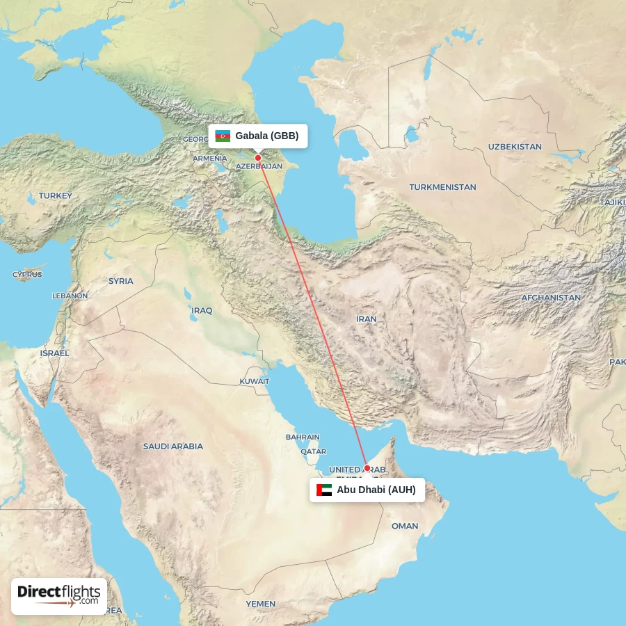 AUH - GBB route map