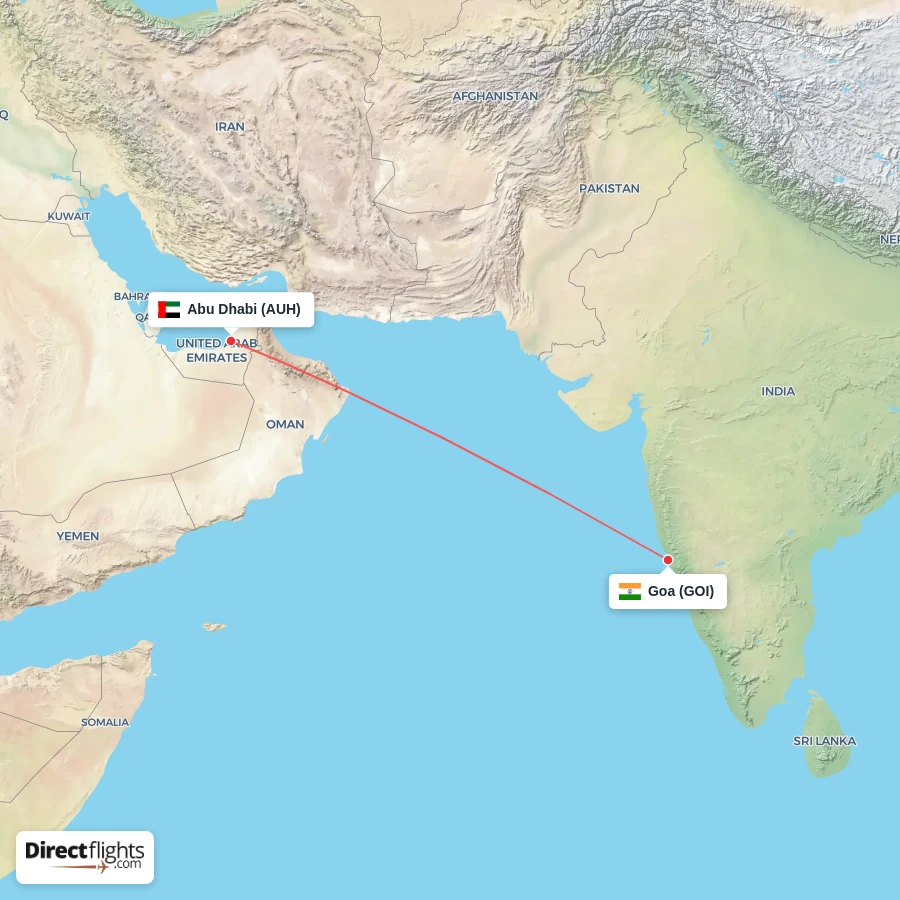 AUH - GOI route map