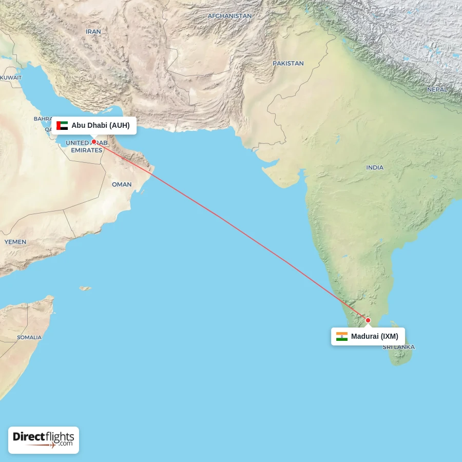 AUH - IXM route map