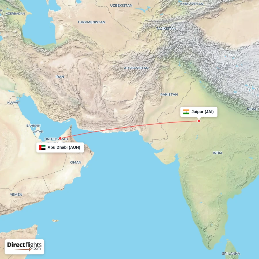 AUH - JAI route map
