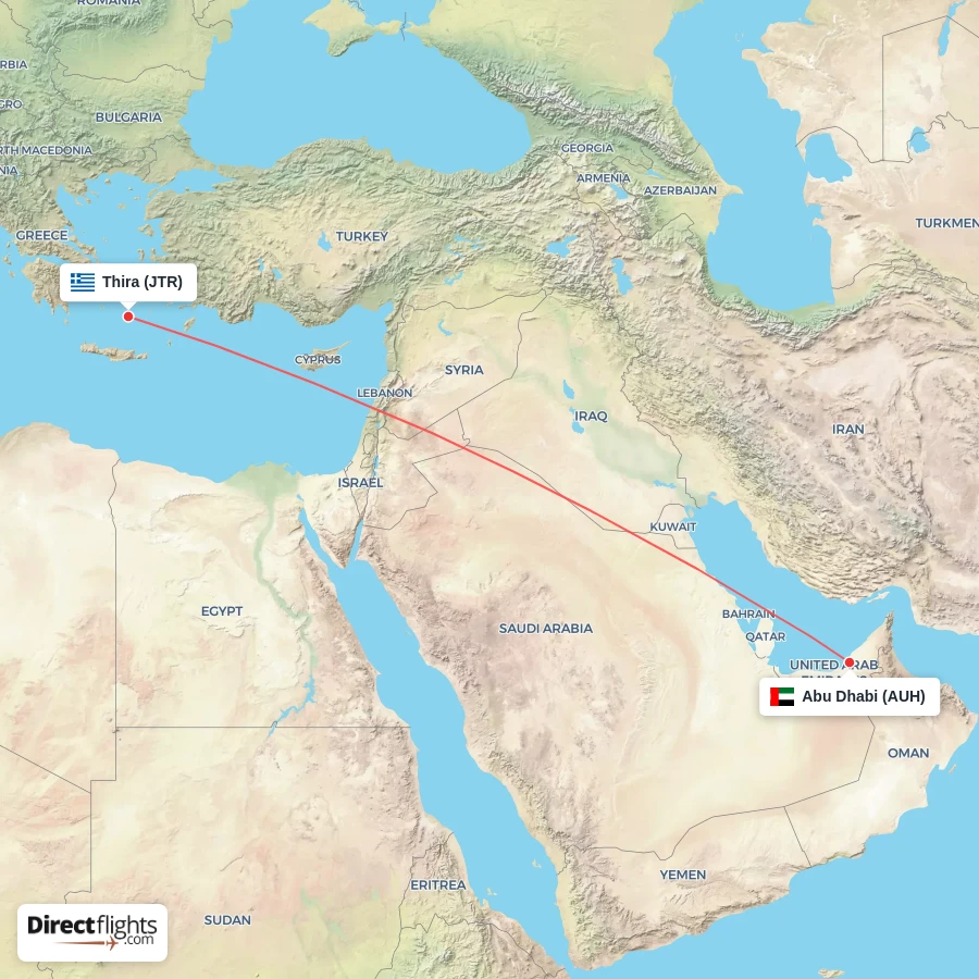 AUH - JTR route map