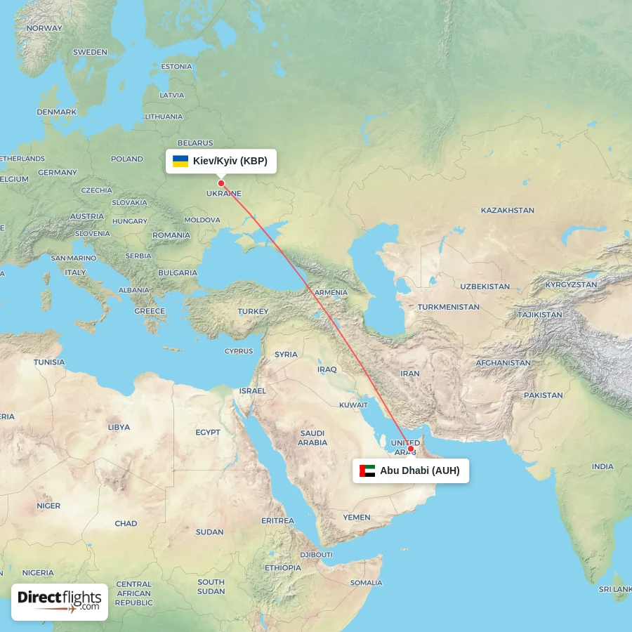 AUH - KBP route map