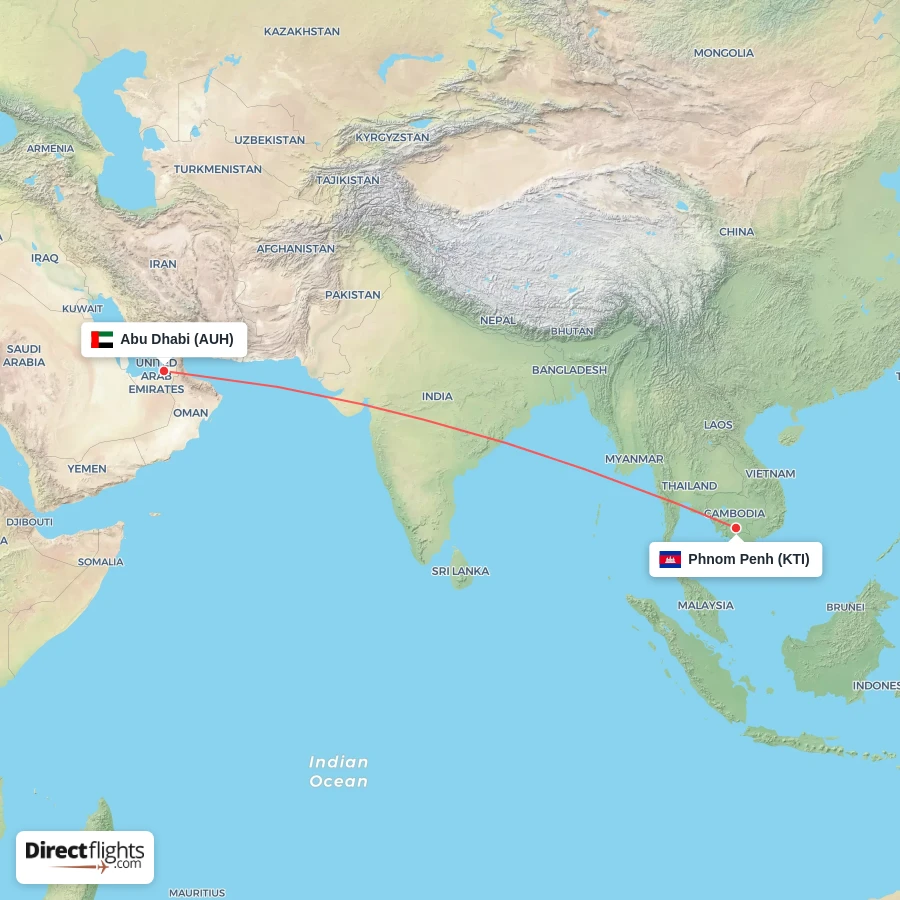 AUH - KTI route map