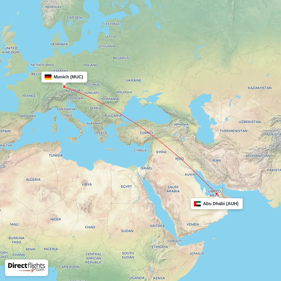 AUH - MUC route map