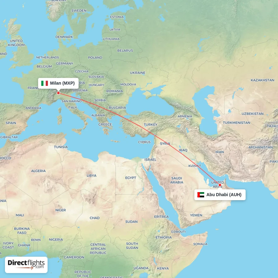 AUH - MXP route map
