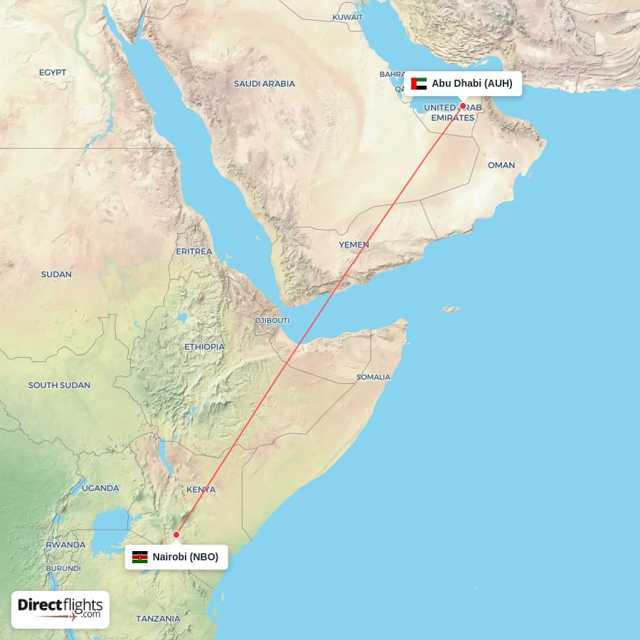 AUH - NBO route map