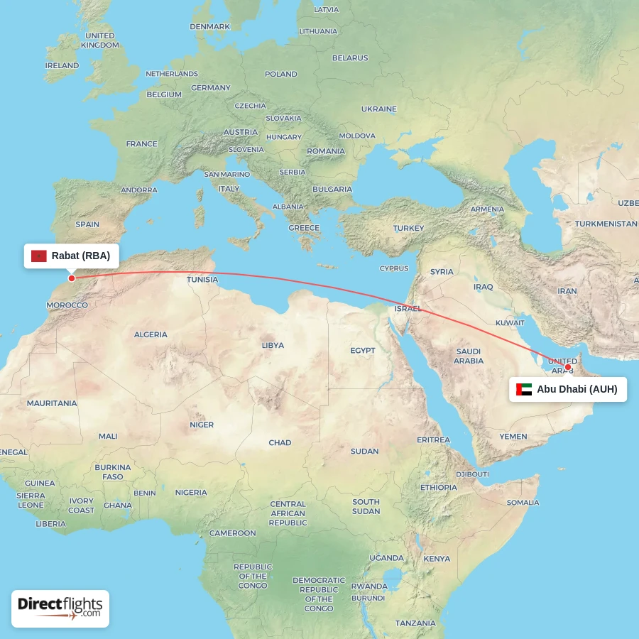 AUH - RBA route map