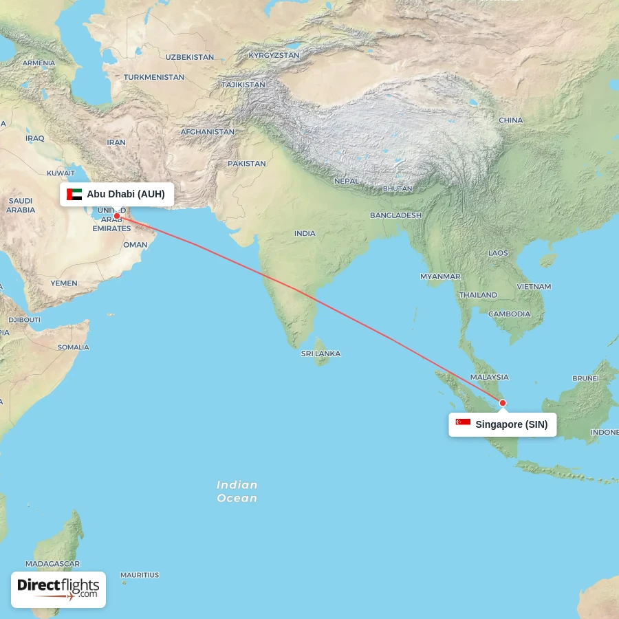AUH - SIN route map