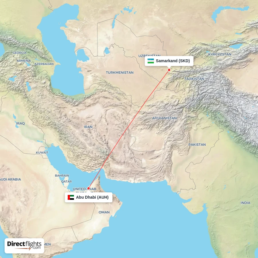 AUH - SKD route map
