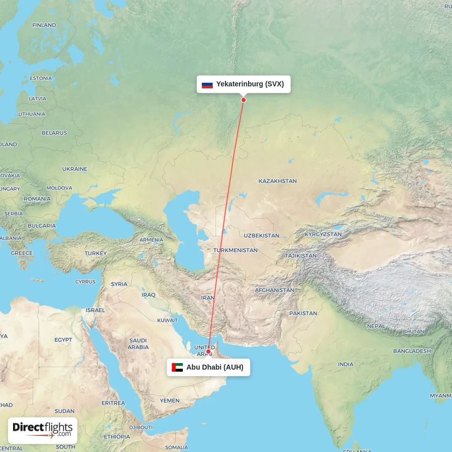 AUH - SVX route map