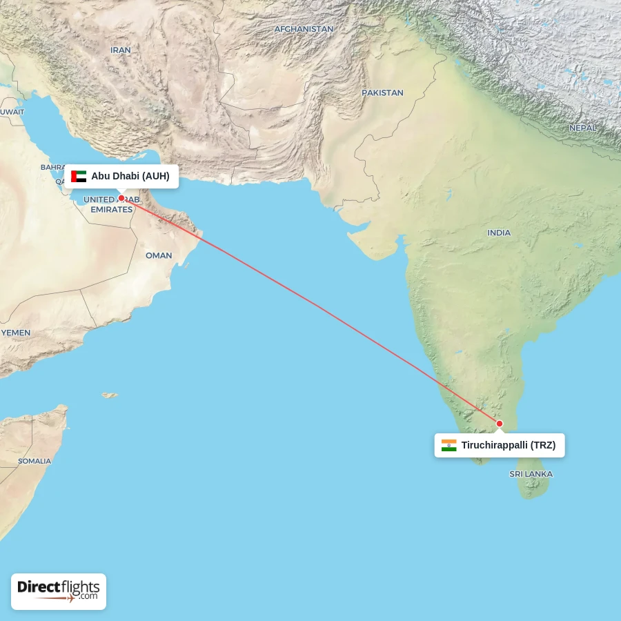 AUH - TRZ route map