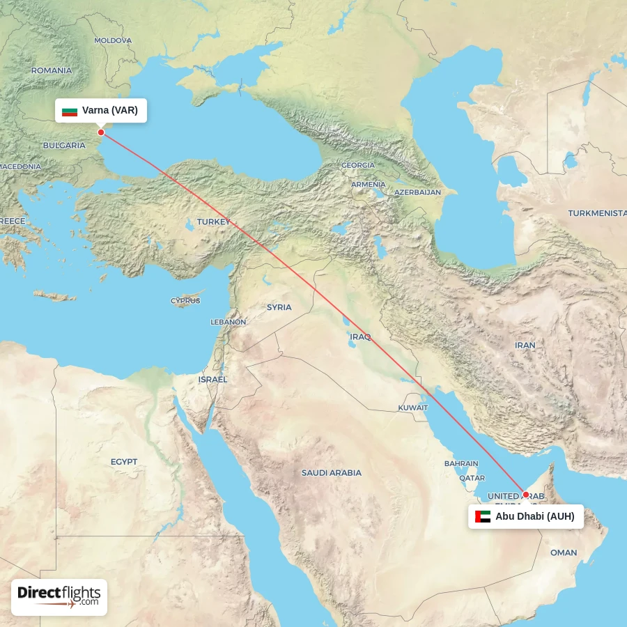 AUH - VAR route map