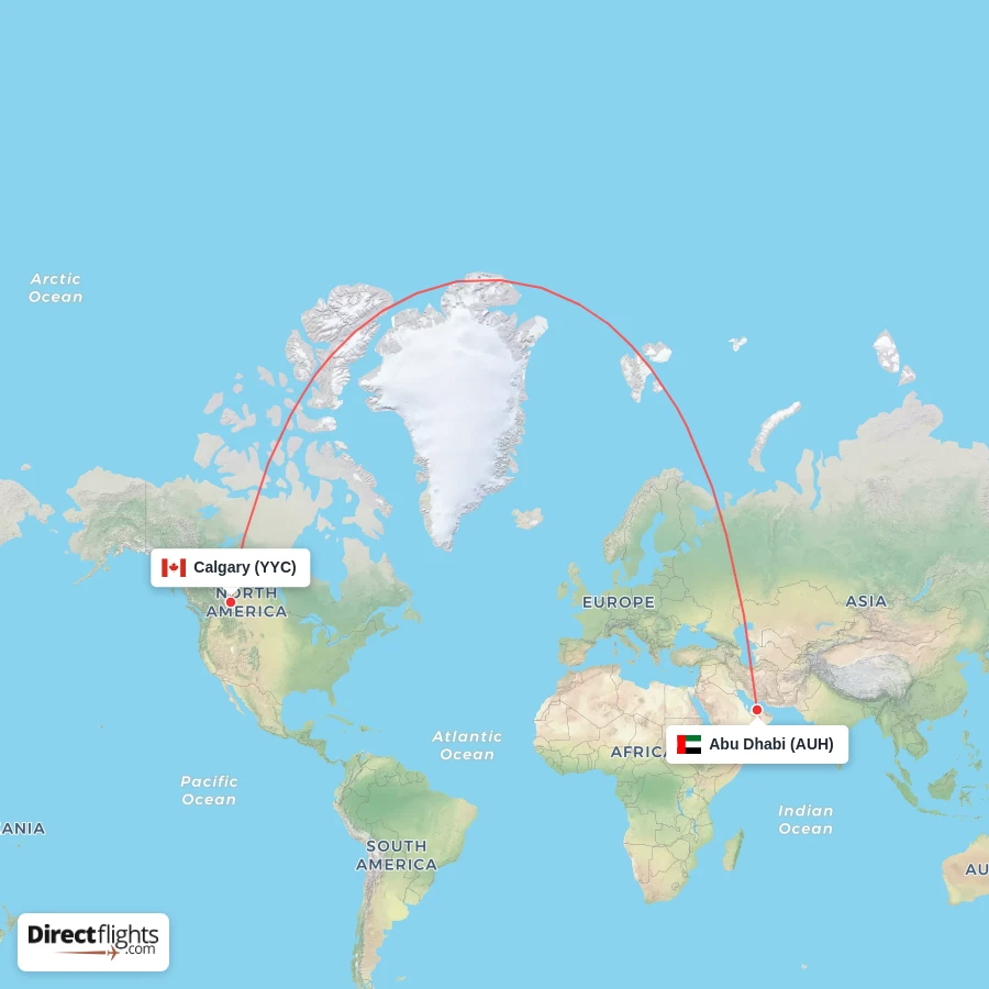 AUH - YYC route map