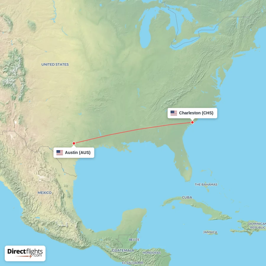 AUS - CHS route map