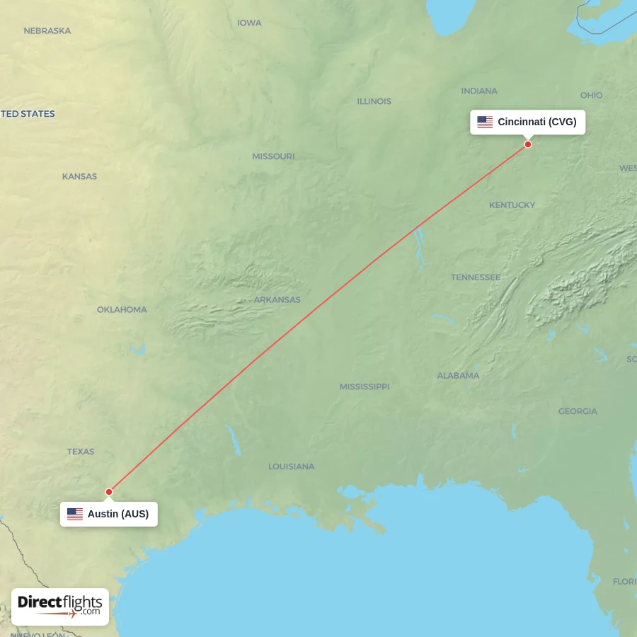 AUS - CVG route map