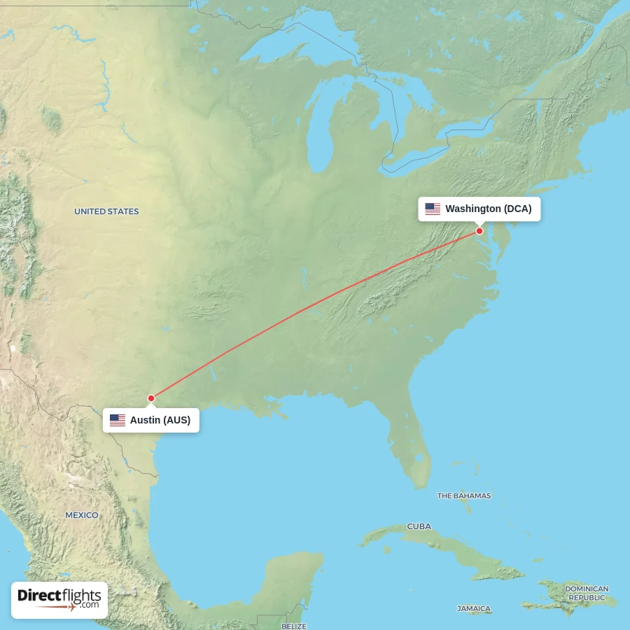 AUS - DCA route map