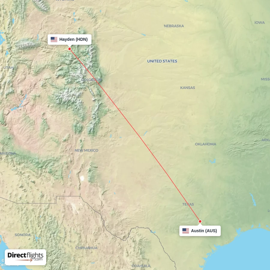 AUS - HDN route map