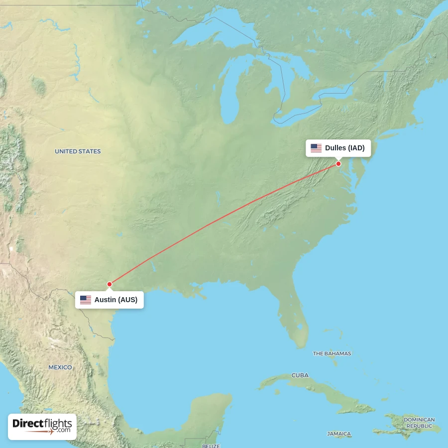 AUS - IAD route map