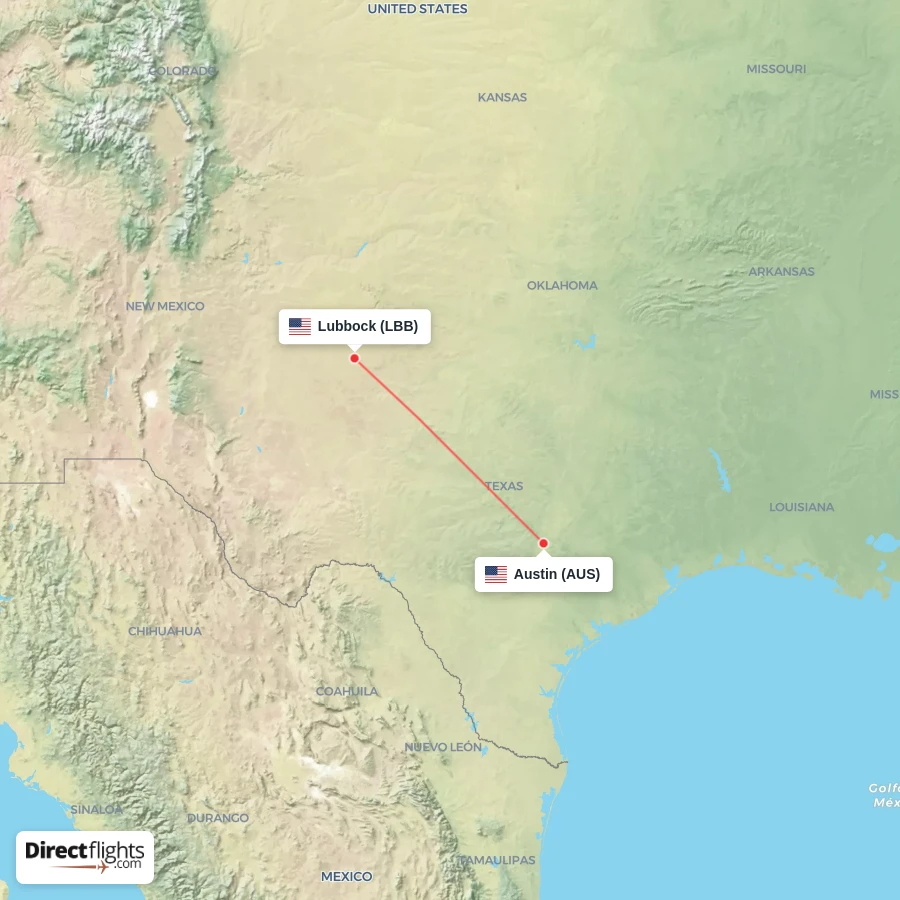 AUS - LBB route map