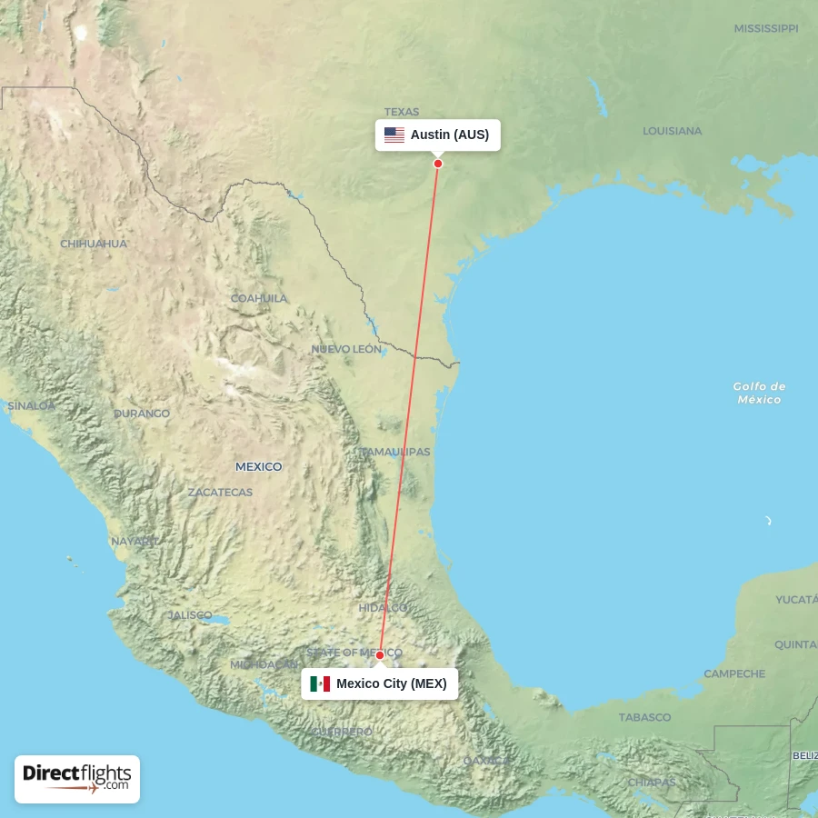 AUS - MEX route map