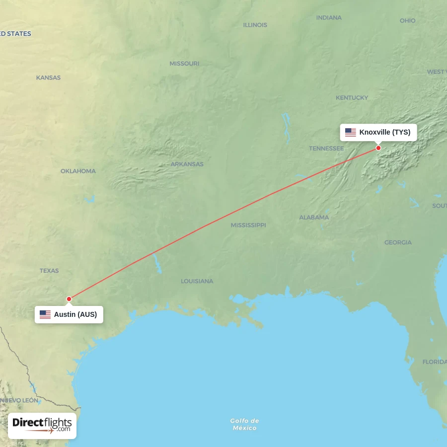 AUS - TYS route map