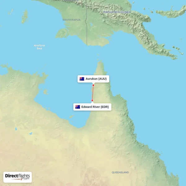 Aurukun - Edward River direct flight map