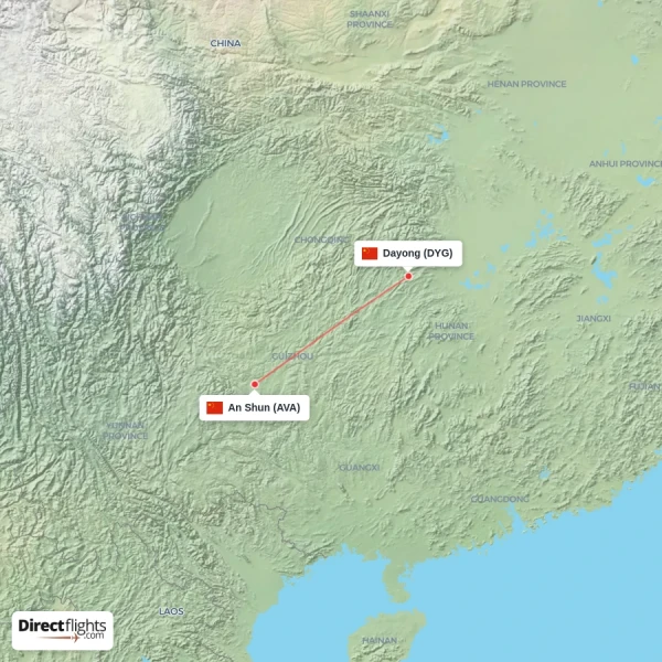 An Shun - Dayong direct flight map