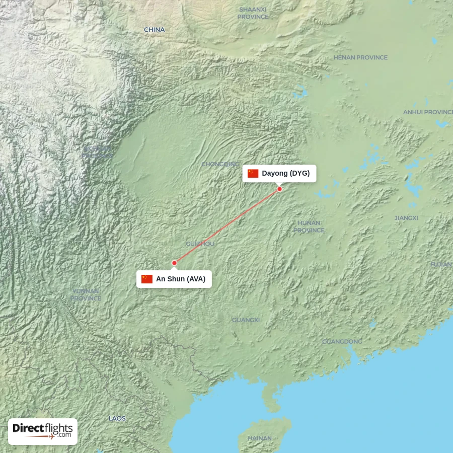 AVA - DYG route map