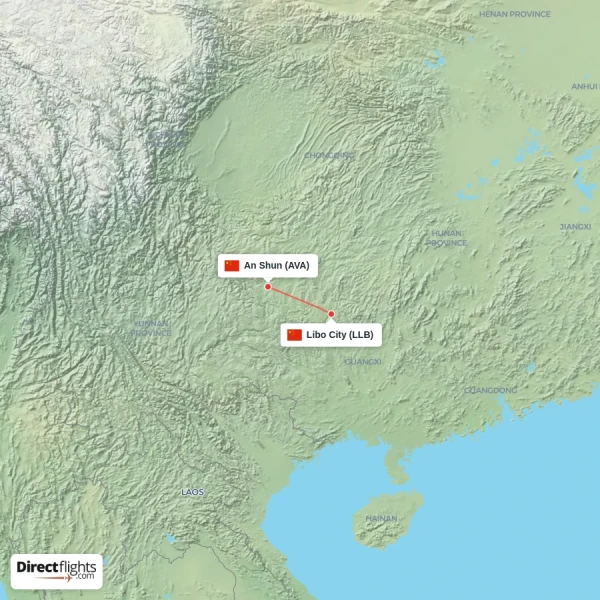 An Shun - Libo City direct flight map