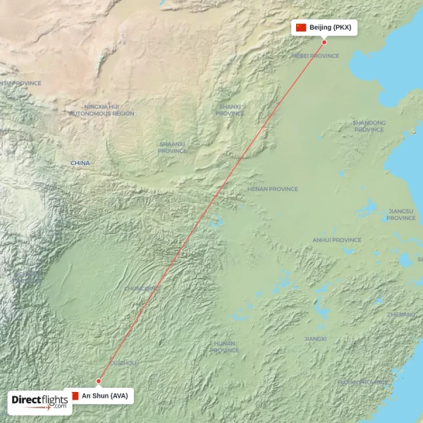 An Shun - Beijing direct flight map