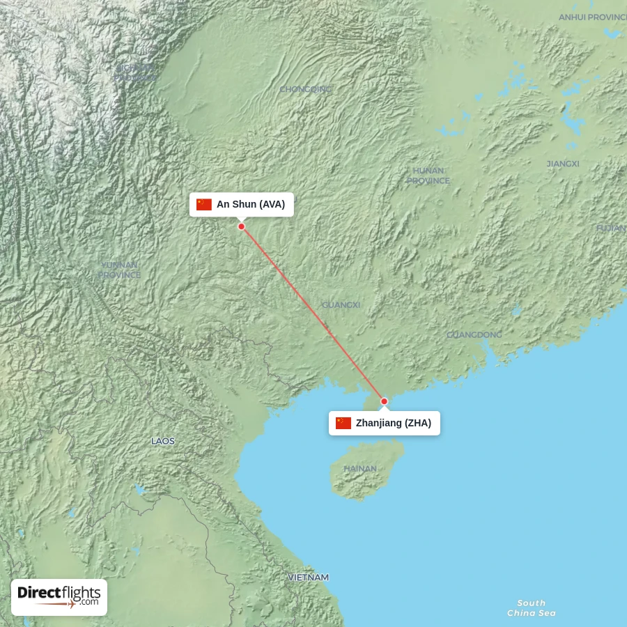 AVA - ZHA route map