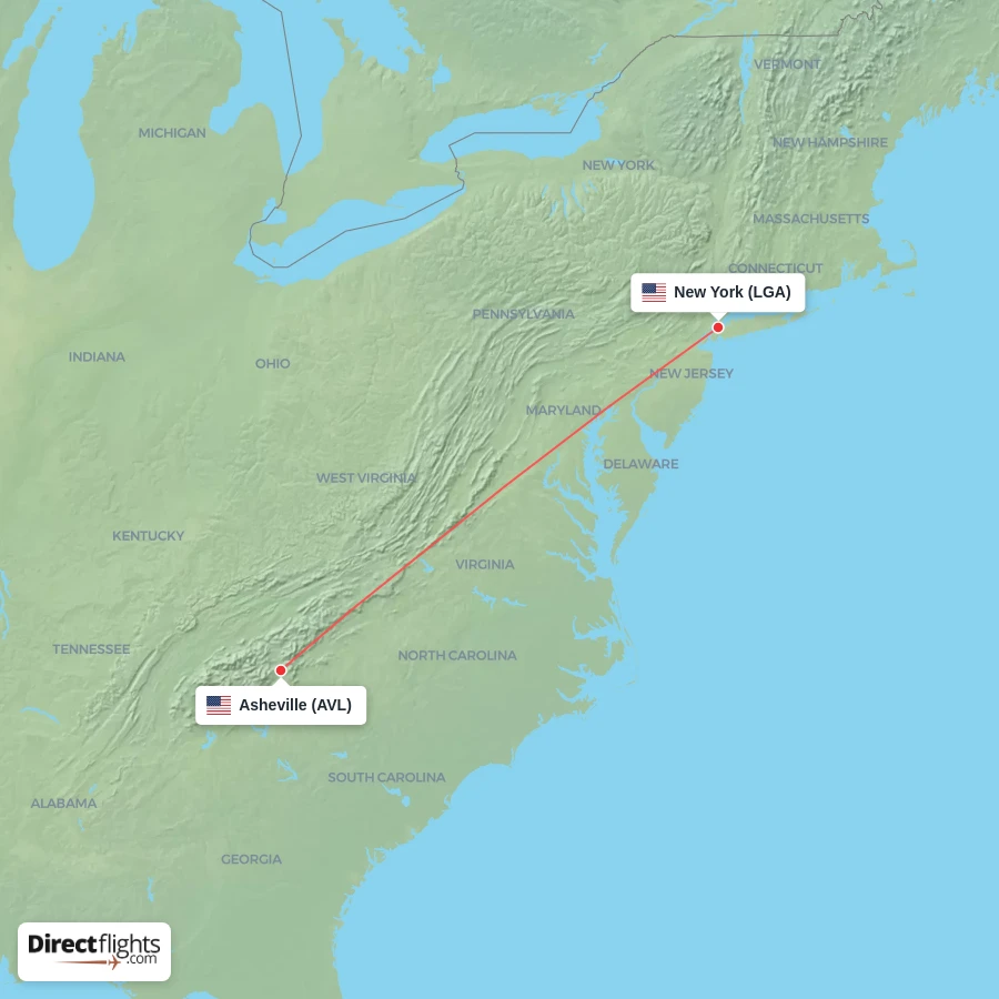 AVL - LGA route map