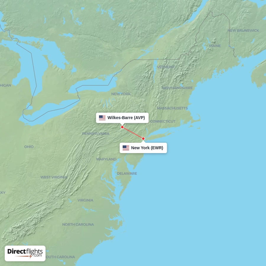 AVP - EWR route map