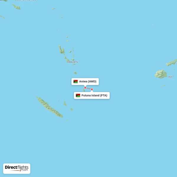 Aniwa - Futuna Island direct flight map