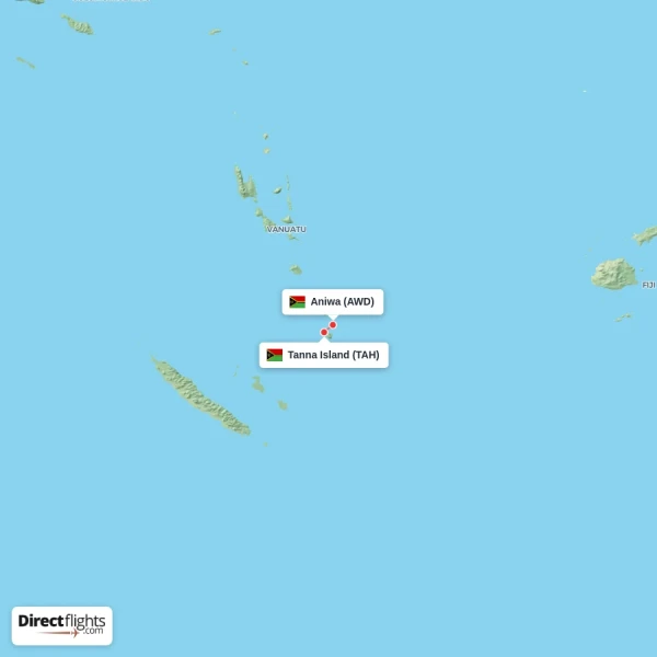Aniwa - Tanna Island direct flight map